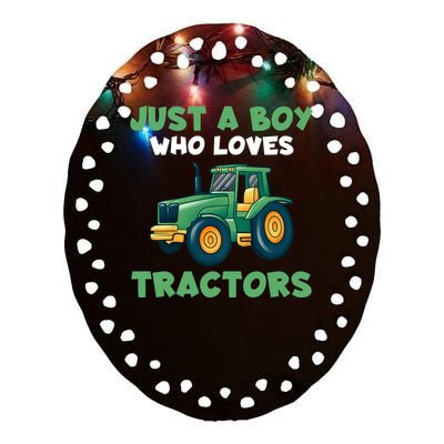 Farm Lifestyle Just A Boy Who Loves Tractors Ceramic Oval Ornament