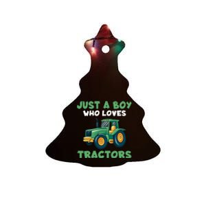 Farm Lifestyle Just A Boy Who Loves Tractors Ceramic Tree Ornament