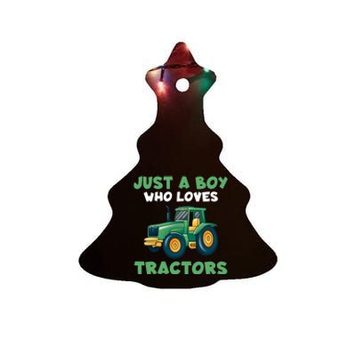 Farm Lifestyle Just A Boy Who Loves Tractors Ceramic Tree Ornament