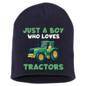 Farm Lifestyle Just A Boy Who Loves Tractors Short Acrylic Beanie