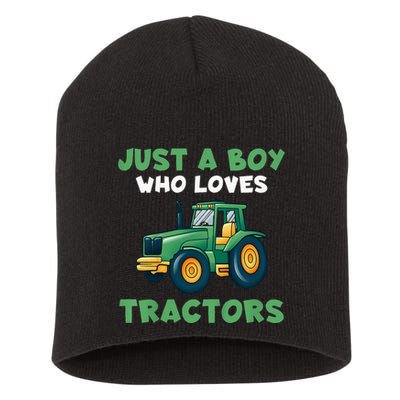Farm Lifestyle Just A Who Loves Tractors Short Acrylic Beanie