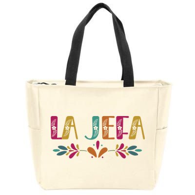 Floral La Jefa Mexican Mom Zip Tote Bag