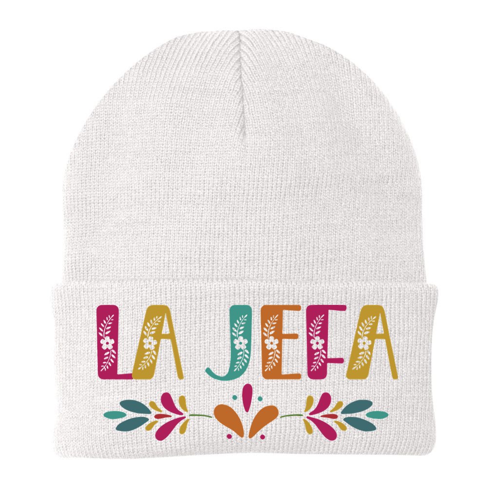 Floral La Jefa Mexican Mom Beanie