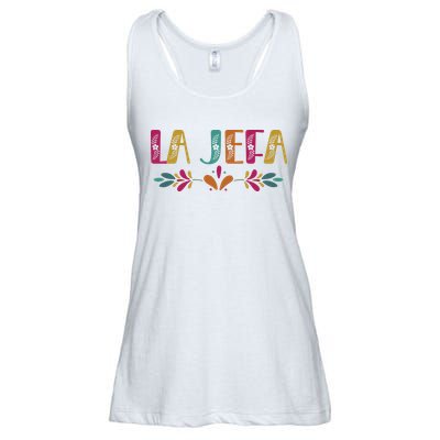 Floral La Jefa Mexican Mom Ladies Essential Flowy Tank