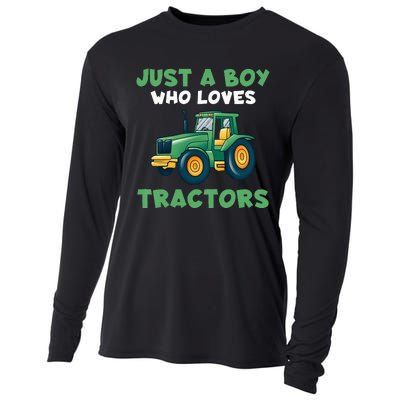 Farm Lifestyle Just A Boy Who Loves Tractors  Cooling Performance Long Sleeve Crew