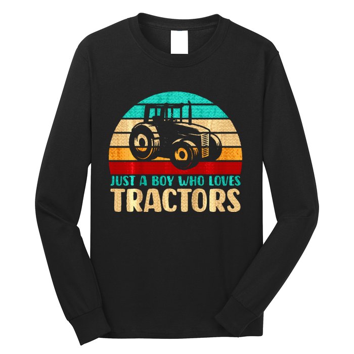 Farm Lifestyle Just A Boy Who Loves Tractors Long Sleeve Shirt