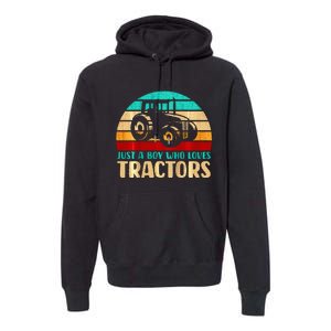 Farm Lifestyle Just A Boy Who Loves Tractors Premium Hoodie