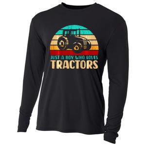 Farm Lifestyle Just A Boy Who Loves Tractors Cooling Performance Long Sleeve Crew