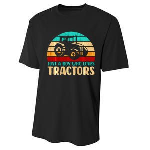 Farm Lifestyle Just A Boy Who Loves Tractors Performance Sprint T-Shirt