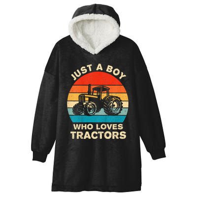 Farm Lifestyle Just A Boy Who Loves Tractors Hooded Wearable Blanket
