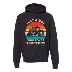 Farm Lifestyle Just A Boy Who Loves Tractors Premium Hoodie