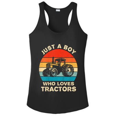 Farm Lifestyle Just A Boy Who Loves Tractors Ladies PosiCharge Competitor Racerback Tank