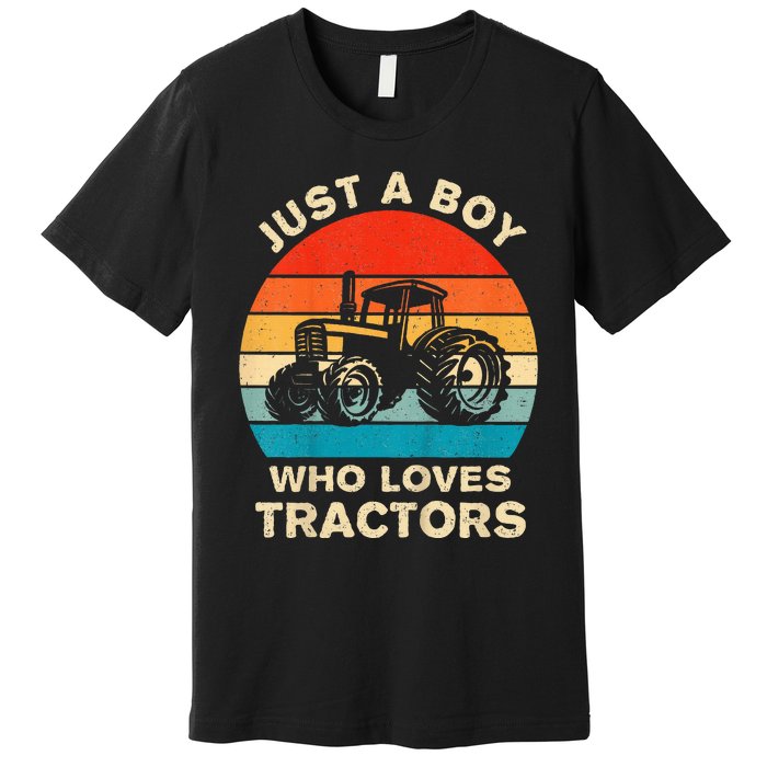 Farm Lifestyle Just A Boy Who Loves Tractors Premium T-Shirt