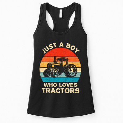 Farm Lifestyle Just A Boy Who Loves Tractors Womens Tank Top