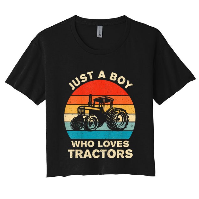 Farm Lifestyle Just A Boy Who Loves Tractors Crop Top