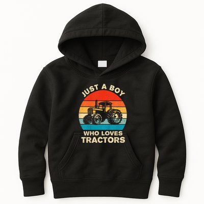 Farm Lifestyle Just A Boy Who Loves Tractors Kids Hoodie