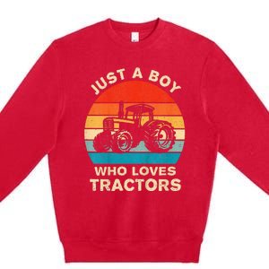 Farm Lifestyle Just A Boy Who Loves Tractors Premium Crewneck Sweatshirt