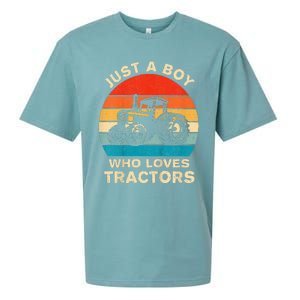 Farm Lifestyle Just A Boy Who Loves Tractors Sueded Cloud Jersey T-Shirt