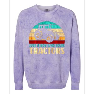 Farm Lifestyle Just A Boy Who Loves Tractors Colorblast Crewneck Sweatshirt