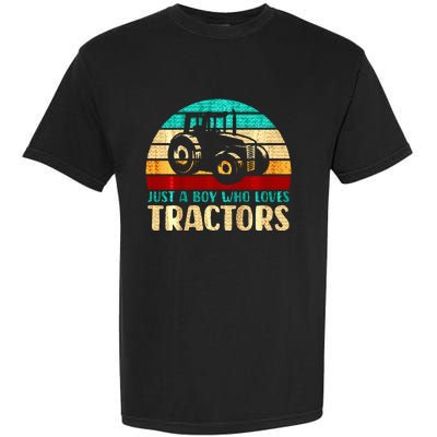 Farm Lifestyle Just A Boy Who Loves Tractors Garment-Dyed Heavyweight T-Shirt