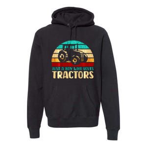 Farm Lifestyle Just A Boy Who Loves Tractors Premium Hoodie