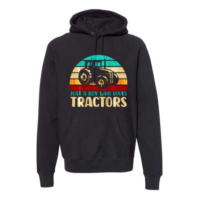 Farm Lifestyle Just A Boy Who Loves Tractors Premium Hoodie