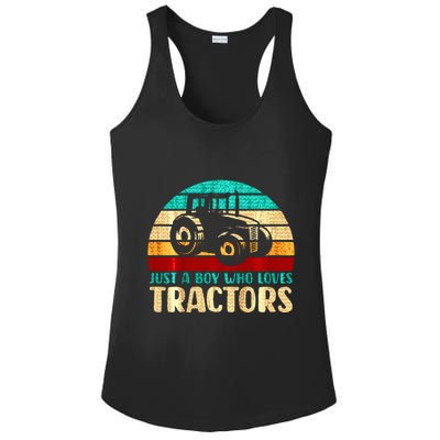 Farm Lifestyle Just A Boy Who Loves Tractors Ladies PosiCharge Competitor Racerback Tank