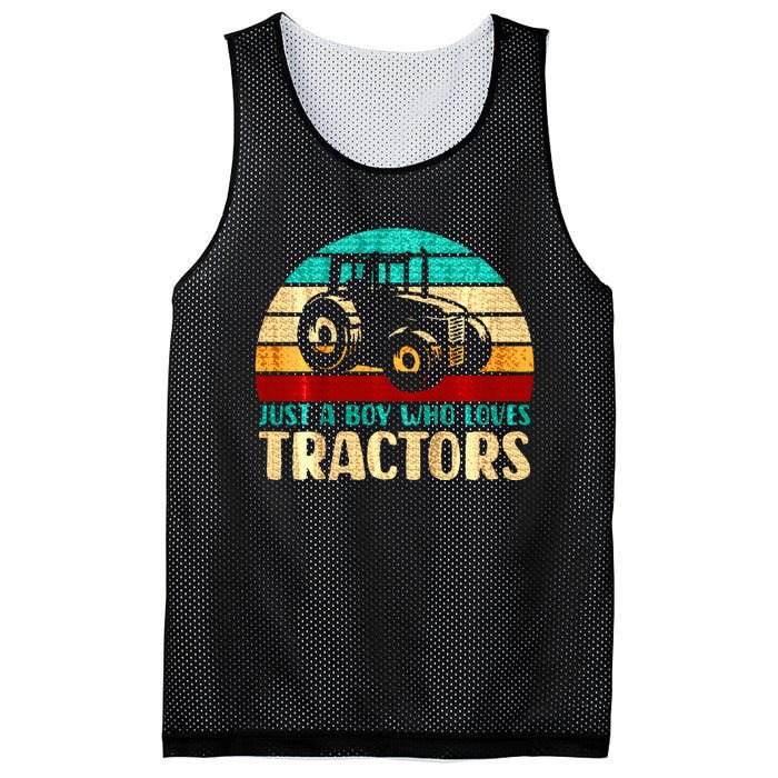 Farm Lifestyle Just A Boy Who Loves Tractors Mesh Reversible Basketball Jersey Tank