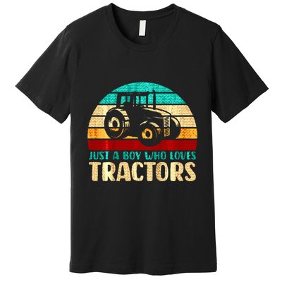 Farm Lifestyle Just A Boy Who Loves Tractors Premium T-Shirt