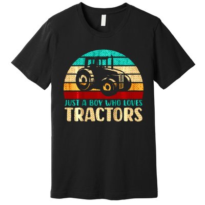 Farm Lifestyle Just A Boy Who Loves Tractors Premium T-Shirt