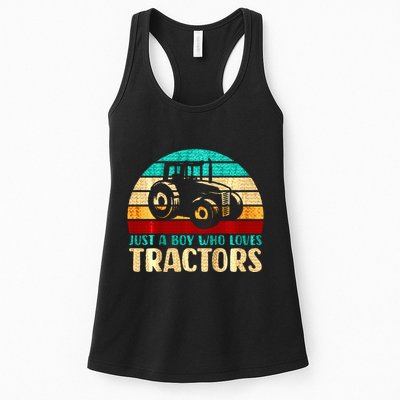 Farm Lifestyle Just A Boy Who Loves Tractors Womens Tank Top