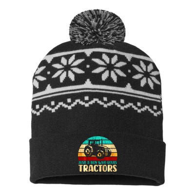 Farm Lifestyle Just A Boy Who Loves Tractors USA-Made Snowflake Beanie