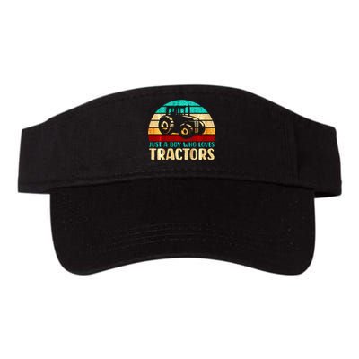 Farm Lifestyle Just A Boy Who Loves Tractors Valucap Bio-Washed Visor