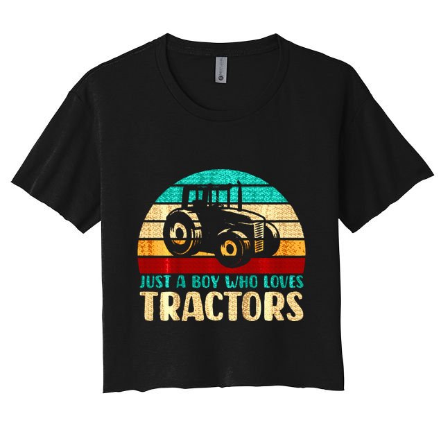 Farm Lifestyle Just A Boy Who Loves Tractors Crop Top