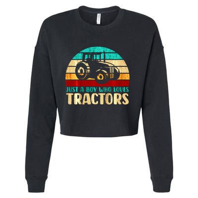 Farm Lifestyle Just A Boy Who Loves Tractors Cropped Pullover Crew