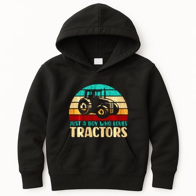 Farm Lifestyle Just A Boy Who Loves Tractors Kids Hoodie