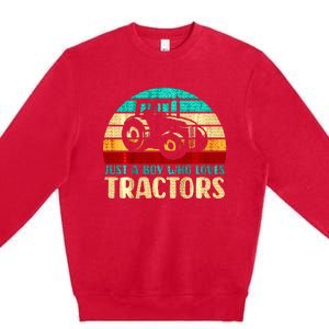 Farm Lifestyle Just A Boy Who Loves Tractors Premium Crewneck Sweatshirt