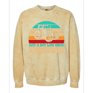 Farm Lifestyle Just A Boy Who Loves Tractors Colorblast Crewneck Sweatshirt