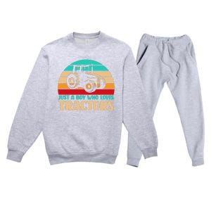 Farm Lifestyle Just A Boy Who Loves Tractors Premium Crewneck Sweatsuit Set