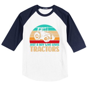 Farm Lifestyle Just A Boy Who Loves Tractors Baseball Sleeve Shirt