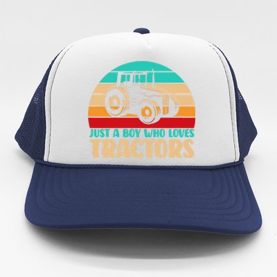 Farm Lifestyle Just A Boy Who Loves Tractors Trucker Hat