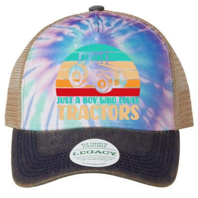 Farm Lifestyle Just A Boy Who Loves Tractors Legacy Tie Dye Trucker Hat