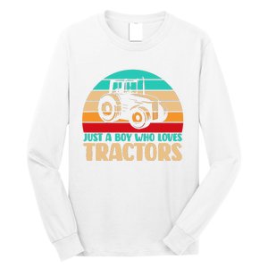 Farm Lifestyle Just A Boy Who Loves Tractors Long Sleeve Shirt