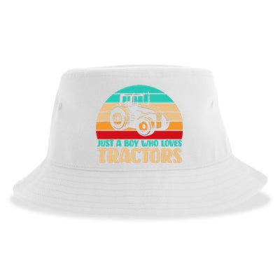 Farm Lifestyle Just A Boy Who Loves Tractors Sustainable Bucket Hat