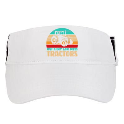 Farm Lifestyle Just A Boy Who Loves Tractors Adult Drive Performance Visor