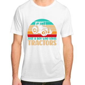 Farm Lifestyle Just A Boy Who Loves Tractors Adult ChromaSoft Performance T-Shirt