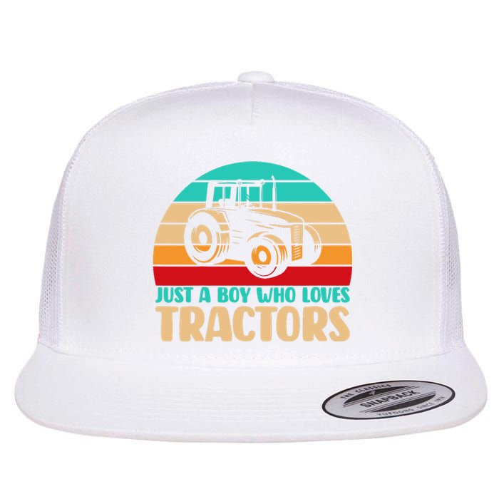 Farm Lifestyle Just A Boy Who Loves Tractors Flat Bill Trucker Hat