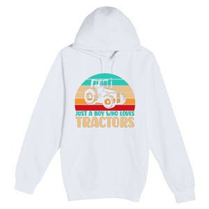 Farm Lifestyle Just A Boy Who Loves Tractors Premium Pullover Hoodie