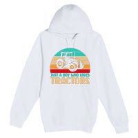 Farm Lifestyle Just A Boy Who Loves Tractors Premium Pullover Hoodie