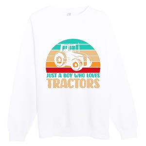 Farm Lifestyle Just A Boy Who Loves Tractors Premium Crewneck Sweatshirt